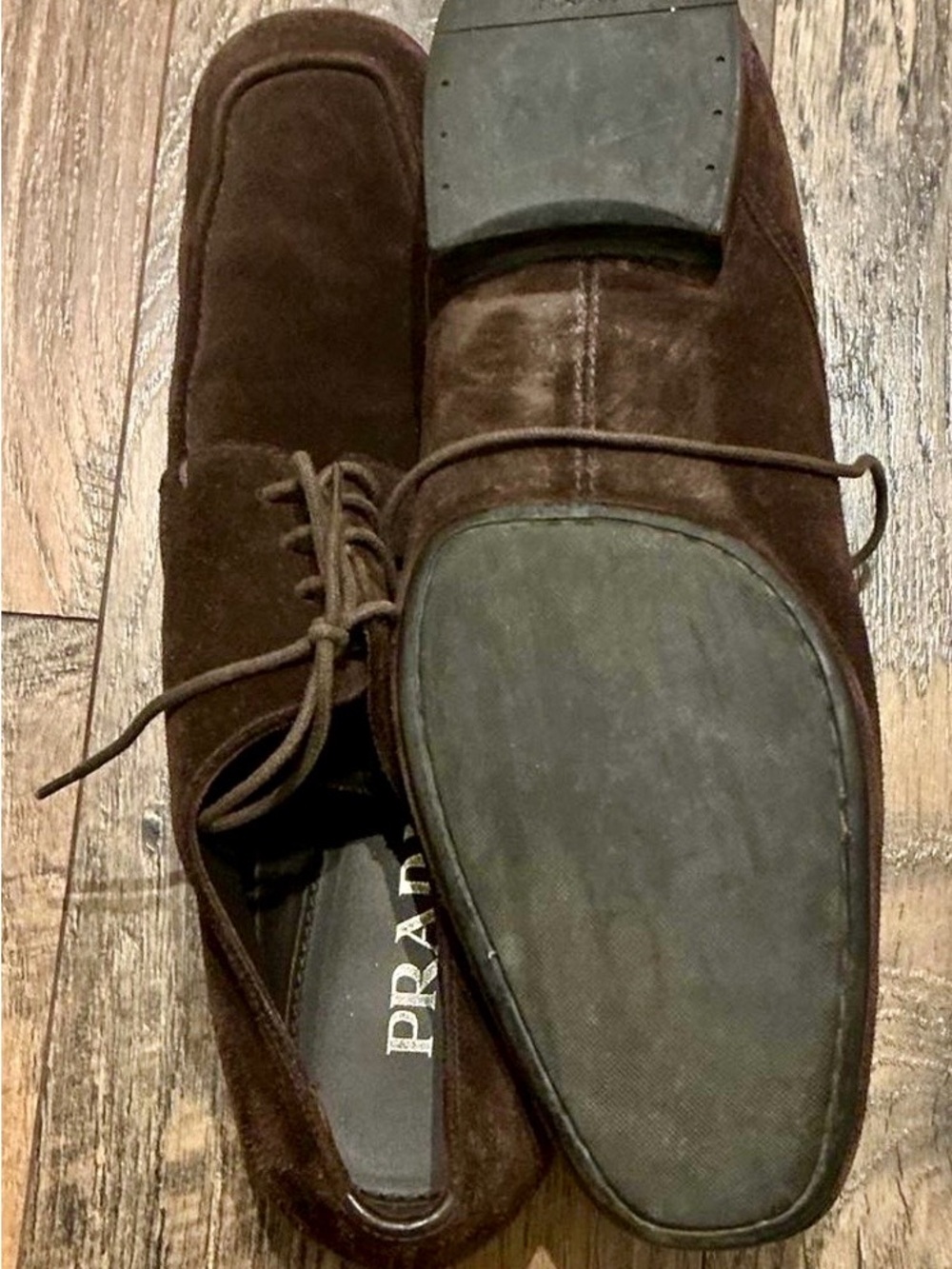 authentic Prada brown suede lace up shoe - Picture 4 of 7